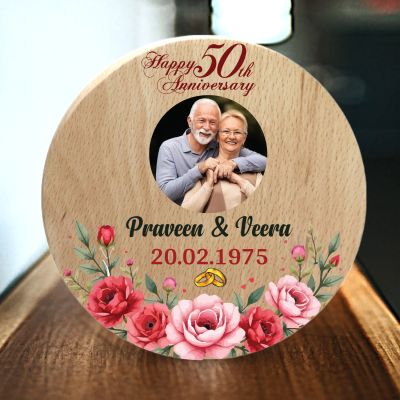 Personalized Photo Frame For Home Bedroom Bedside Desk Decor  Gift For Parents & Grandparents (50th Anniversary Frame)